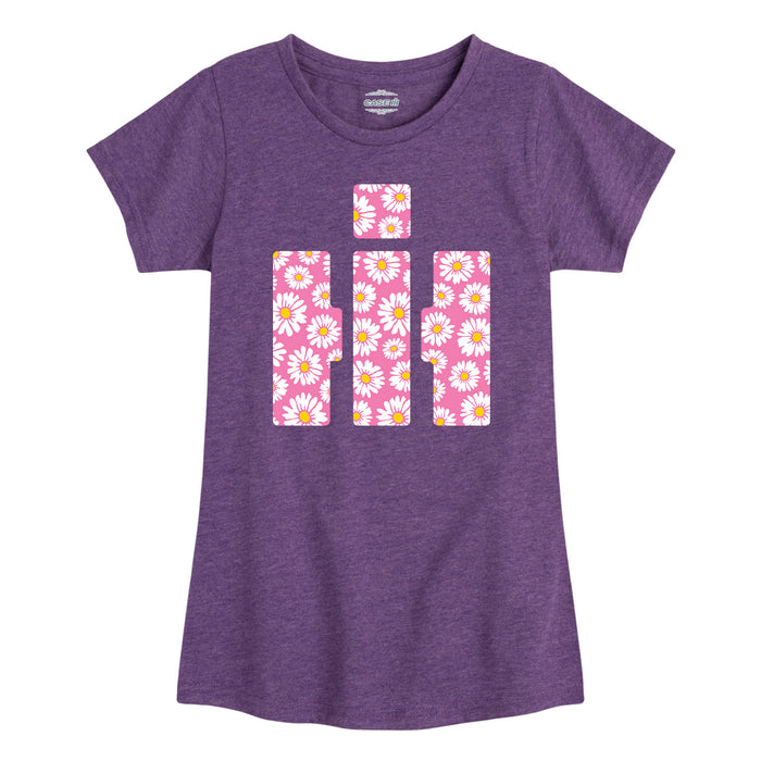Pink Daisies IH Logo Girls Fitted Short Sleeve Tee
