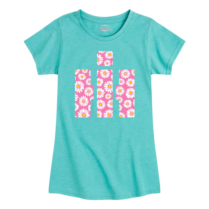 Pink Daisies IH Logo Girls Fitted Short Sleeve Tee