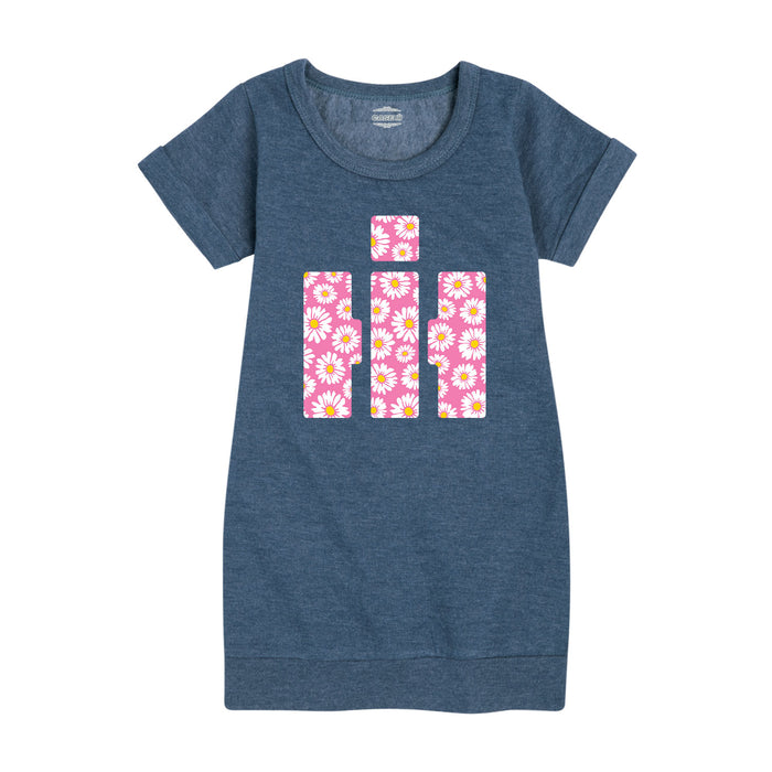 Pink Daisies IH Logo Girls Fleece Dress