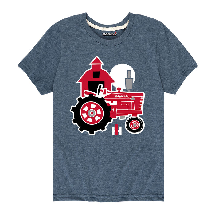 Farmall Tractor and Barn Kids Short Sleeve Tee