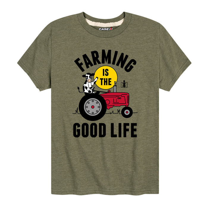 Farming Is The Good Life Kids Short Sleeve Tee