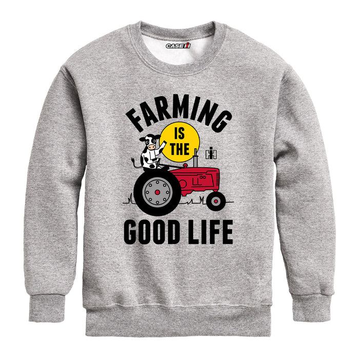 Farming Is The Good Life Kids Crew Fleece