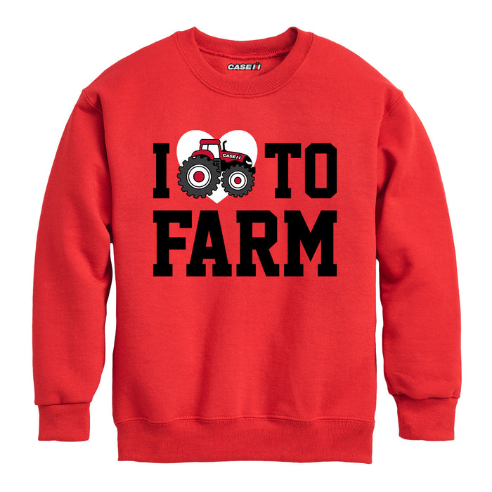 I Love To Farm Kids Crew Fleece