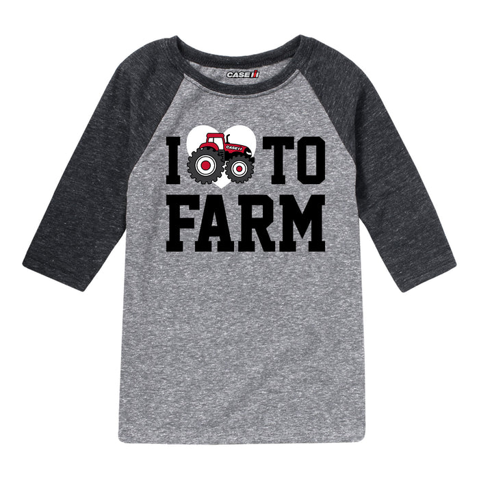 I Love To Farm Kids Raglan