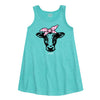 Gingham Cow Bandana Girls Aline Dress