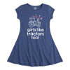 Girls Like Tractors Too Kids Fit and Flare Dress