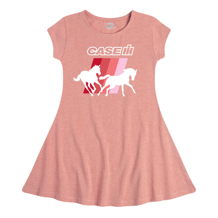 Horse Stripes Girls Fit and Flare Dress