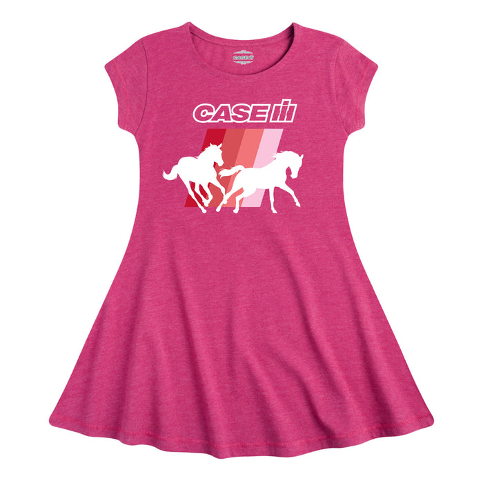 Horse Stripes Girls Fit and Flare Dress