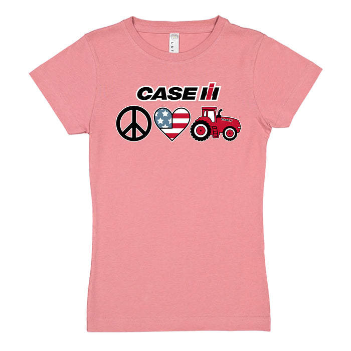 Case IH Peace Love Tractor Girls Short Sleeve Tee