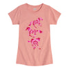 IH Pink Red Tie Dye Horses Girls Short Sleeve Tee