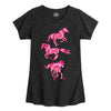 IH Pink Red Tie Dye Horses Girls Short Sleeve Tee