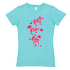IH Pink Red Tie Dye Horses Girls Short Sleeve Tee