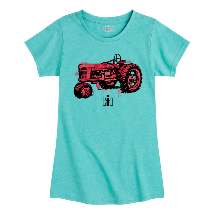 IH Watercolor Tractor Girls Short Sleeve Tee