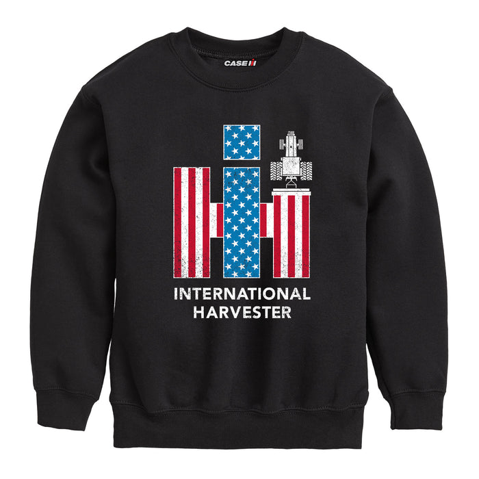 IH Logo American Flag Combine Boys Crew Fleece