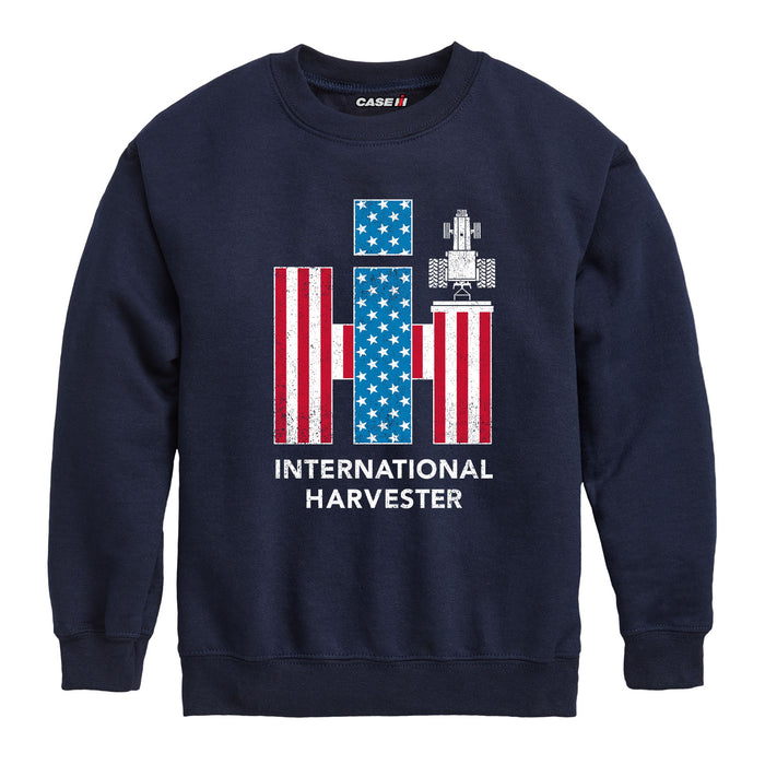 IH Logo American Flag Combine Boys Crew Fleece