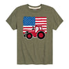 American Flag and Tractor Kids Short Sleeve Tee