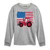 American Flag and Tractor Kids Long Sleeve Tee
