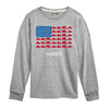 Tractor American Flag Kids Long Sleeve Tee