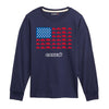 Tractor American Flag Kids Long Sleeve Tee