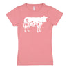Flower Silhouette Cow Girls Fitted Short Sleeve Tee