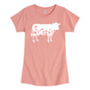 Flower Silhouette Cow Girls Fitted Short Sleeve Tee