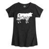 Flower Silhouette Cow Girls Fitted Short Sleeve Tee
