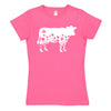 Flower Silhouette Cow Girls Fitted Short Sleeve Tee