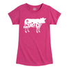 Flower Silhouette Cow Girls Fitted Short Sleeve Tee
