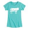 Flower Silhouette Cow Girls Fitted Short Sleeve Tee