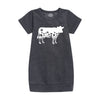 Flower Silhouette Cow Girls Fleece Dress