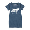 Flower Silhouette Cow Girls Fleece Dress