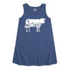 Flower Silhouette Cow Girls Aline Dress