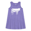 Flower Silhouette Cow Girls Aline Dress