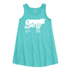 Flower Silhouette Cow Girls Aline Dress