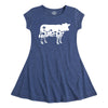 Flower Silhouette Cow Girls Fit and Flare Dress