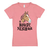 Howdy Neigh-bor Horse Kids Fitted Short Sleeve Tee