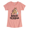Howdy Neigh-bor Horse Kids Fitted Short Sleeve Tee