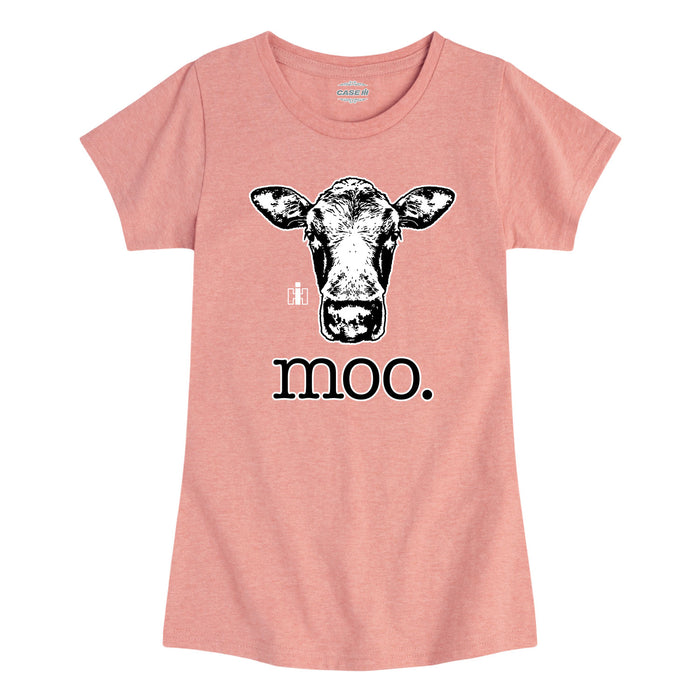 Moo Closeup Cow Girls Fitted Short Sleeve Tee