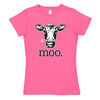 Moo Closeup Cow Girls Fitted Short Sleeve Tee