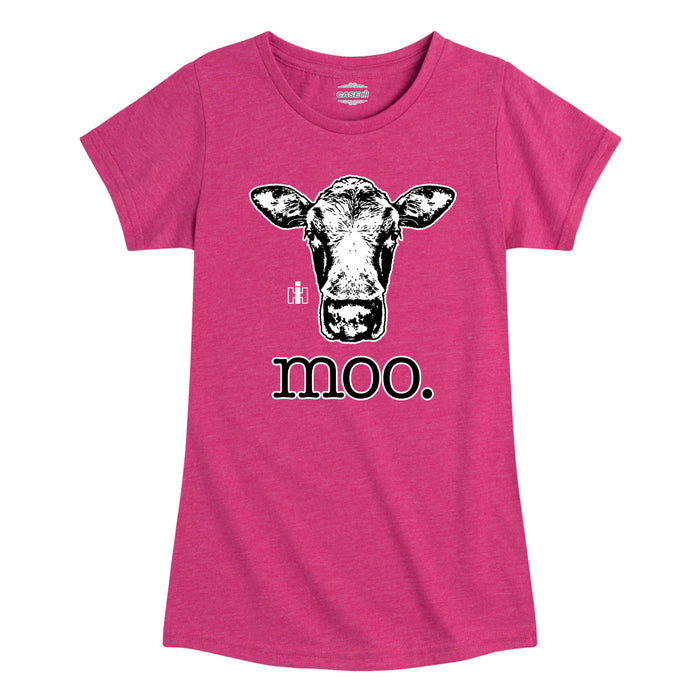 Moo Closeup Cow Girls Fitted Short Sleeve Tee