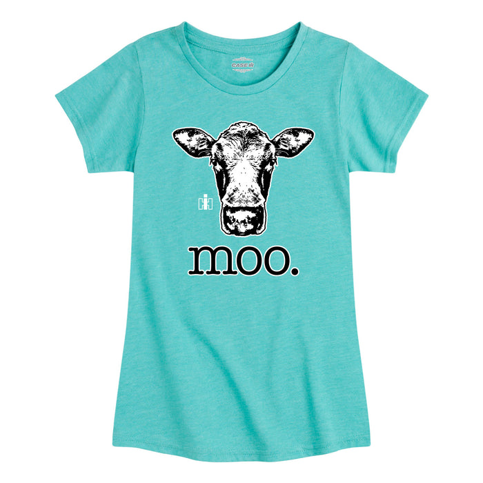 Moo Closeup Cow Girls Fitted Short Sleeve Tee