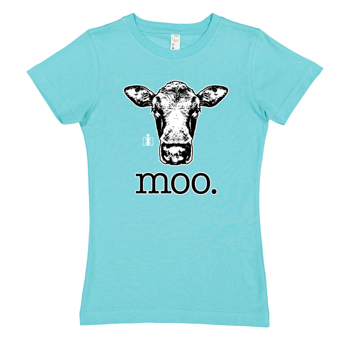 Moo Closeup Cow Girls Fitted Short Sleeve Tee