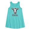 Moo Closeup Cow Girls Aline Dress