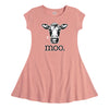 Moo Closeup Cow Girls Fit and Flare Dress