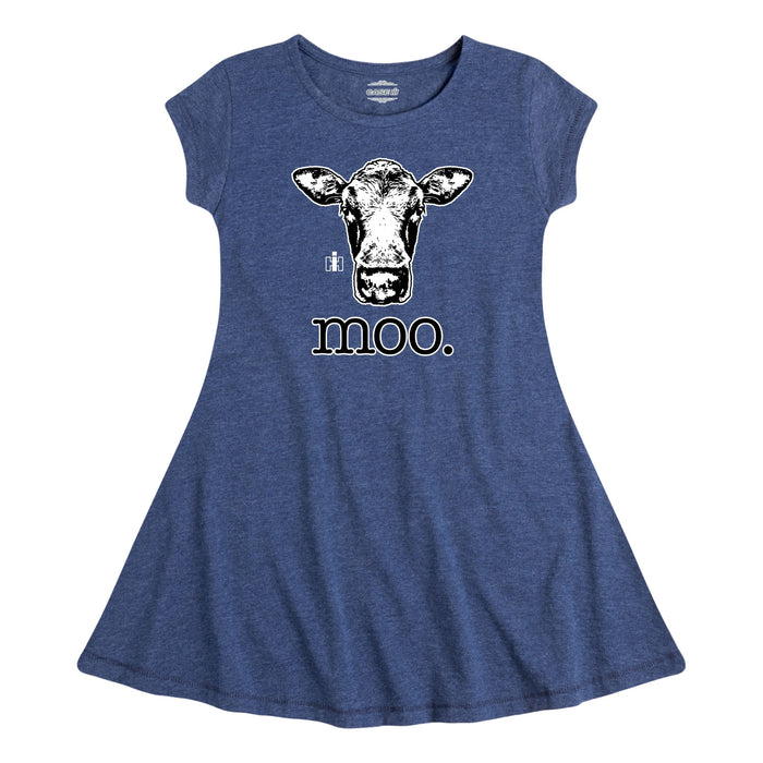 Moo Closeup Cow Girls Fit and Flare Dress