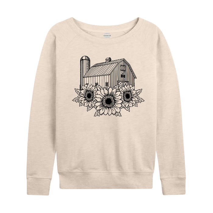 Barn with Sunflowers IH Womens French Terry Pullover