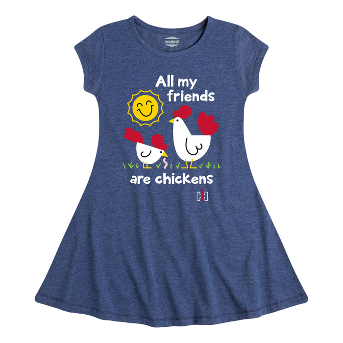 All My Friends Are Chickens IH Girls Fit And Flare Dress
