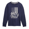 Farmall Tractor American Flag Kids Long Sleeve Tee