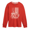 Farmall Tractor American Flag Kids Long Sleeve Tee