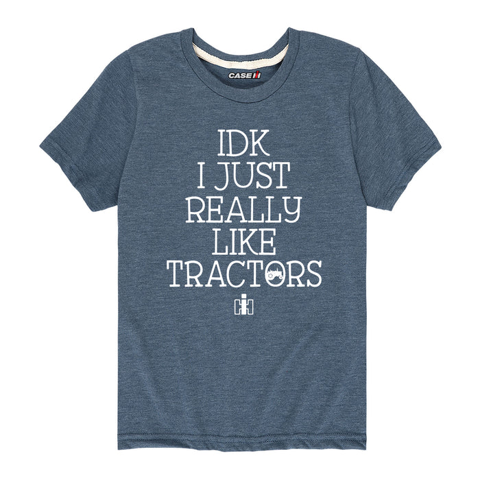 IDK I Like Tractors IH Boys Short Sleeve Tee